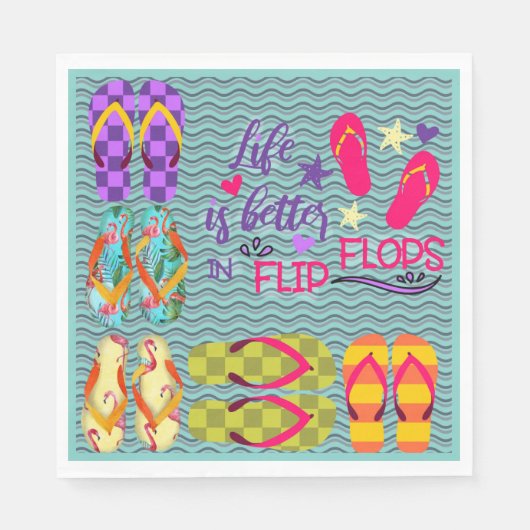 Het leven is beter in Teenslipper Servet (Voorkant)