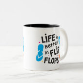 Het leven is beter in Teenslipper Tweekleurige Koffiemok (Voorkant rechts)