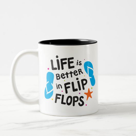 Het leven is beter in Teenslipper Tweekleurige Koffiemok (Links)