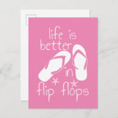 Het leven is beter in Teenslipper Uitnodiging Briefkaart (Voorkant / Achterkant)