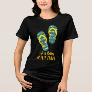 Het leven is beter in Teenslippers Custom Matching Tri-Blend Shirt