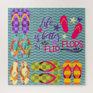 Het leven is beter in teenslippers legpuzzel