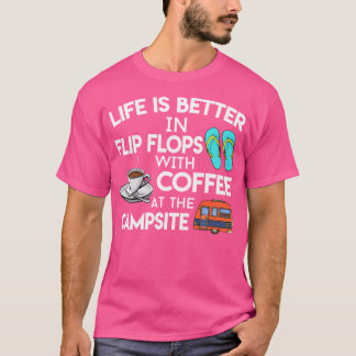 Het leven is beter in Teenslippers met koffie bij T-shirt