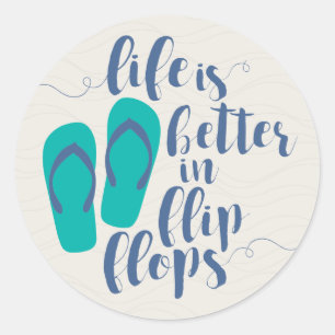 Het leven is beter in Teenslippers Ronde Sticker