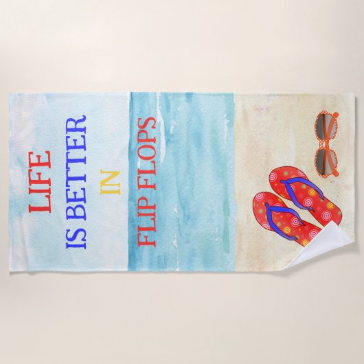 Het leven is beter in Teenslippers strandlaken (Voorkant)