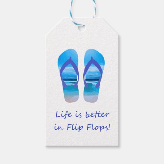 Het leven is beter in Teenslippers Vun Beach Quote Cadeaulabel (Voorkant)