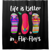 Het leven is beter in Teenslippers zomervakantiest Douchegordijn (Voorkant)