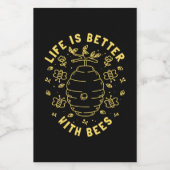 Het leven is beter met bijen wijn etiket (Enkel label)