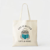 Het leven is beter met boeken en katten tote bag (Voorkant)