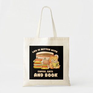 Het leven is beter met boekkatten en koffie 6 tote bag