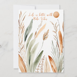 Het leven is beter met Boho Vibes - w / schrijfrui Feestdagenkaart