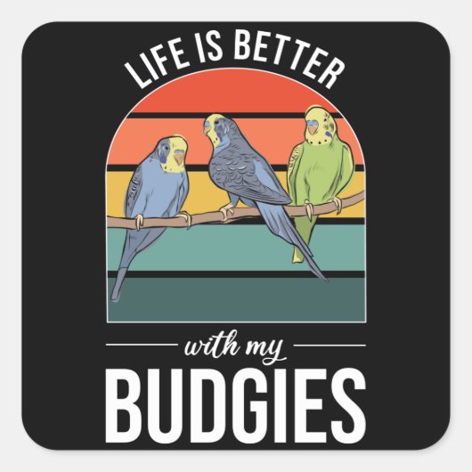 Het leven is beter met Budgies Budgie Bird Vierkante Sticker (Voorkant)