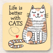 Het leven is beter met Cats Doodle Bier Onderzetter (Voorkant)