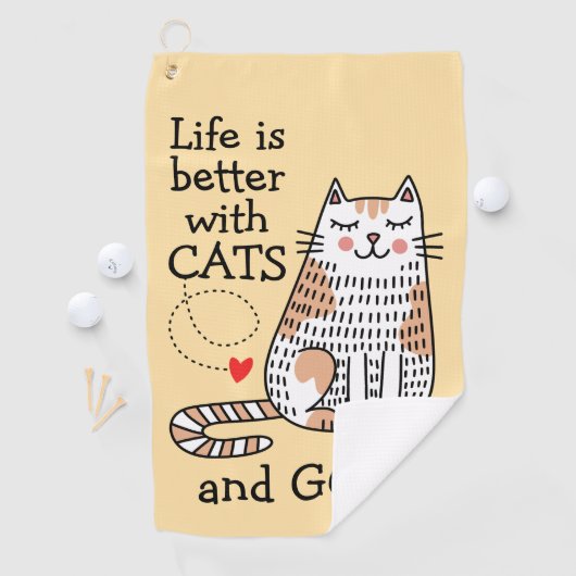 Het leven is beter met Cats Doodle Golfhanddoek (Insitu)