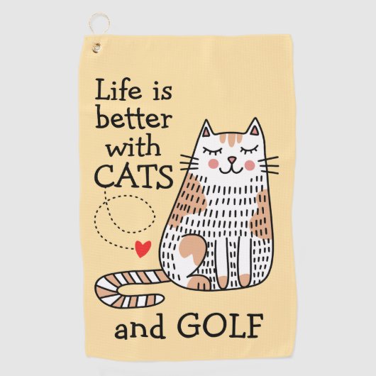 Het leven is beter met Cats Doodle Golfhanddoek (Voorkant)