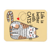 Het leven is beter met Cats Doodle Magneet (Horizontaal)