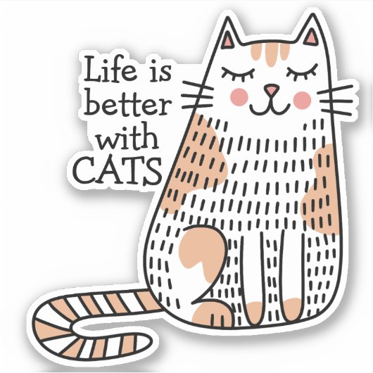 Het leven is beter met Cats Doodle Sticker (Voorkant)