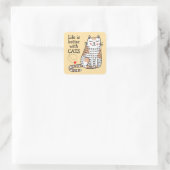 Het leven is beter met Cats Doodle Vierkante Sticker (Tas)