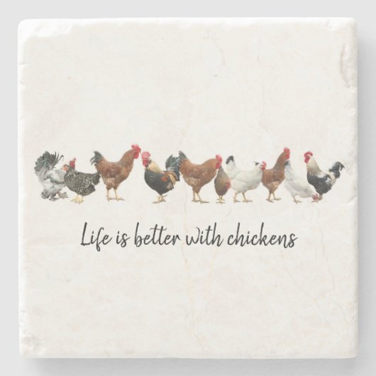 Het leven is beter met Chickens Stone Onderzetter (Voorkant)