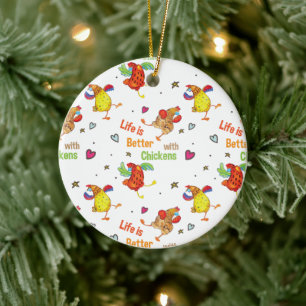 Het leven is beter met de Waterverf van kippen Kun Keramisch Ornament