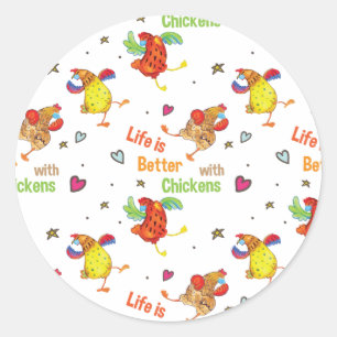 Het leven is beter met de Waterverf van kippen Kun Ronde Sticker