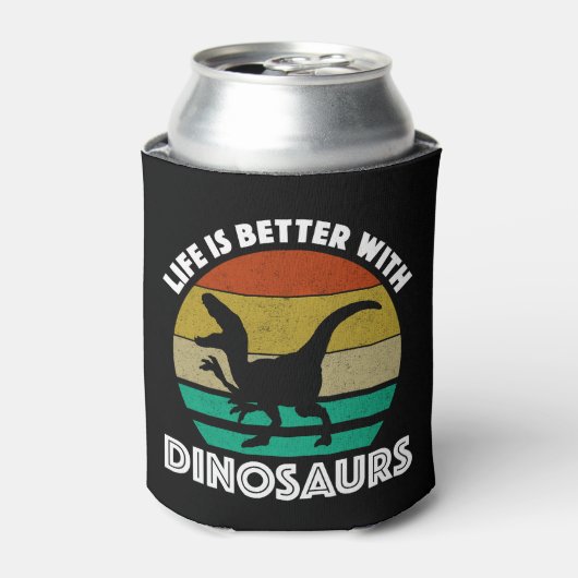 Het leven is beter met dinosaurussen blikjeskoeler (Blikje Voorkant)
