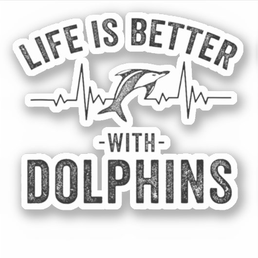 Het leven is beter met dolfijnen koele hartslag li sticker (Voorkant)