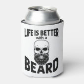 Het leven is beter met een baard schedel met baard blikjeskoeler (Blikje Voorkant)