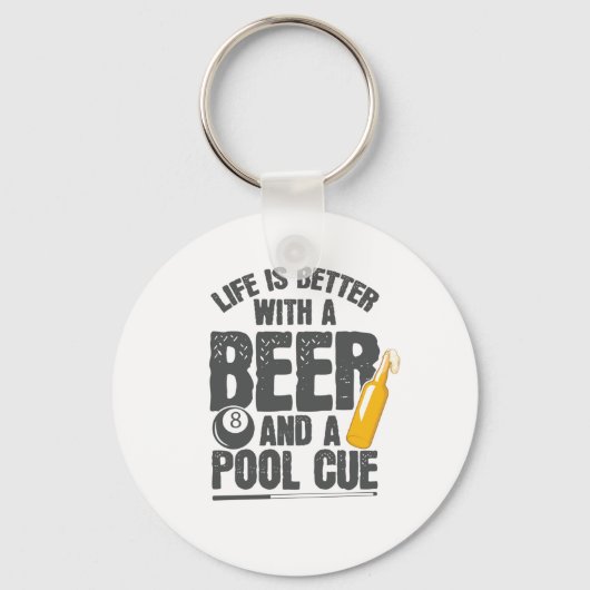 Het leven is beter met een bier- en poolkuip Billa Sleutelhanger (Voorkant)