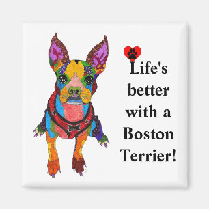 Het leven is beter met een Boston Terrier Magnet Magneet