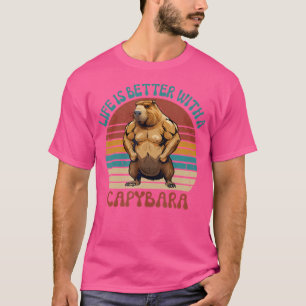 Het leven is beter met een Capybara Funny Fitness T-shirt