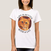 Het leven is beter met een Cat Custom Photo & Name T-shirt (Voorkant)