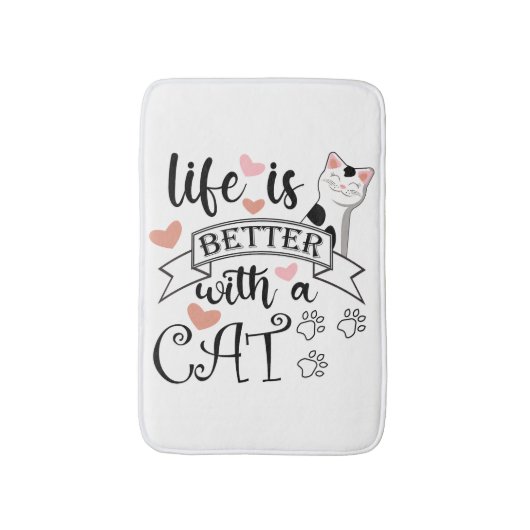 Het leven is beter met een Cat quote slogan Badmat (Voorkant Verticaal)