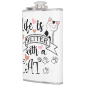 Het leven is beter met een Cat quote slogan Heupfles (Links)