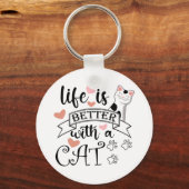 Het leven is beter met een Cat quote slogan Sleutelhanger (Achterkant)