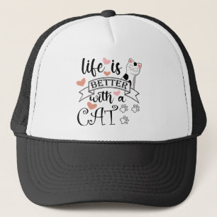Het leven is beter met een Cat quote slogan Trucker Pet