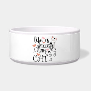 Het leven is beter met een Cat quote slogan Voerbakje