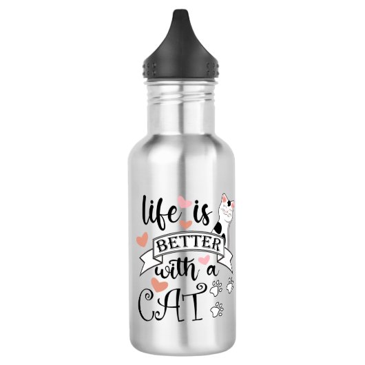 Het leven is beter met een Cat quote slogan Waterfles (Links)