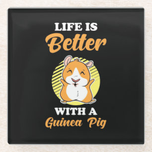 Het leven is beter met een cavia glazen onderzetter