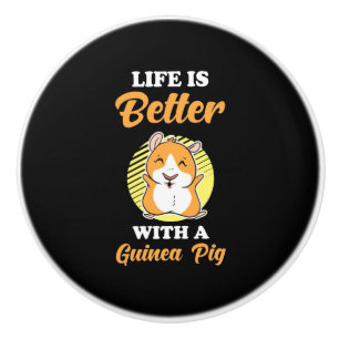 Het leven is beter met een cavia keramische knop