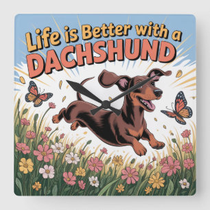 Het Leven Is Beter Met Een Dachshond Vierkante Klok