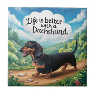 Het leven is beter met een dachshund tegeltje