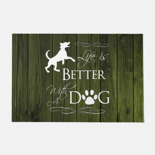 Het leven is beter met een Dog Dedoor Mat - Groen (Voorkant)