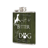 Het leven is beter met een Dog Flask - Groen Heupfles (Links)