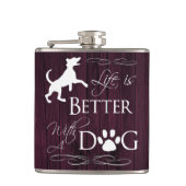 Het leven is beter met een Dog Flask - Magenta Heupfles (Voorkant)