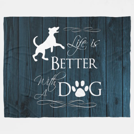 Het leven is beter met een Dog Fleece Blanket - bl (Voorkant (Horizontaal))