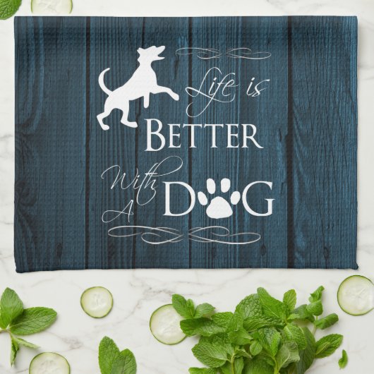 Het leven is beter met een Dog Kitchen Towel - Bla Theedoek (Gevouwen)