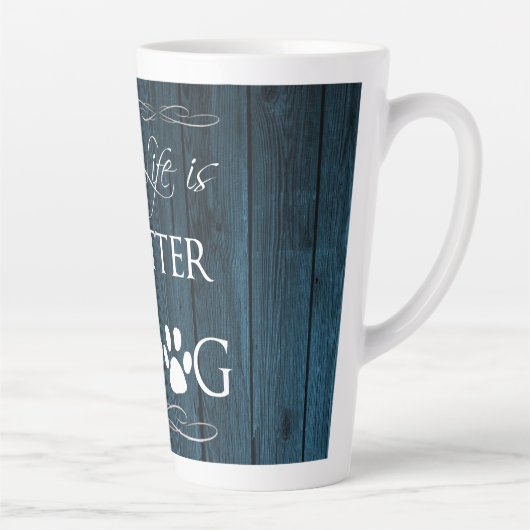 Het leven is beter met een Dog Latte Mok - Blauw (Rechts)