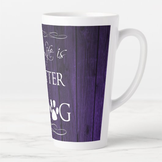 Het leven is beter met een Dog Latte Mok - Paars (Rechts)