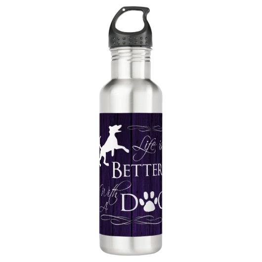 Het leven is beter met een Dog Water Fles - Paars (Voorkant)